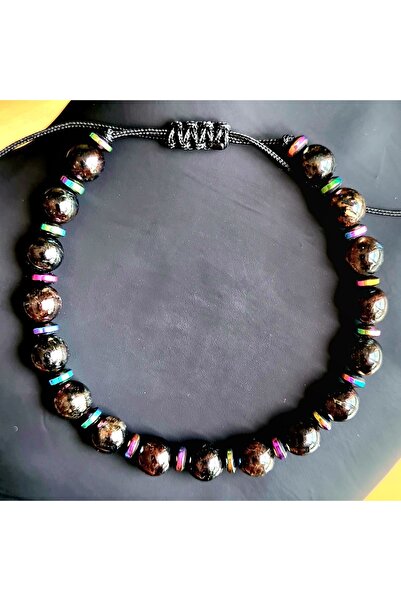 Singincraft سوار Arfvedsonit من الحجر الطبيعي (منتجات التصميم المصنوعة يدويًا)