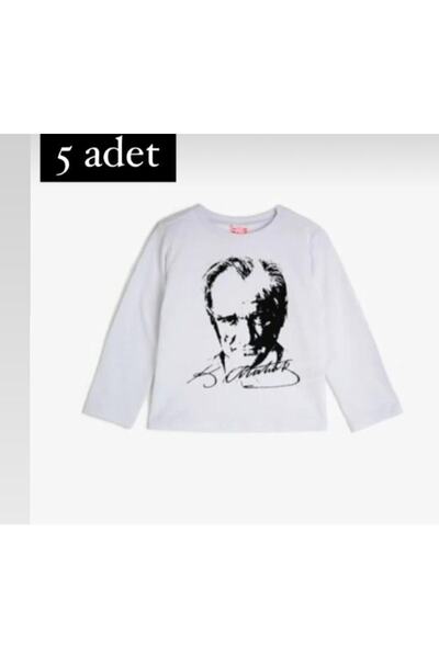 FATELLA Unisex Signed Ataturk Printed 5-Piece Long Sleeve T-shirt 23 April 29...