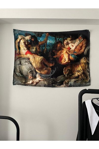 Planet Butik The Four Continents Wall Cloth - Wall Tapestry I 70 X 100 Cm