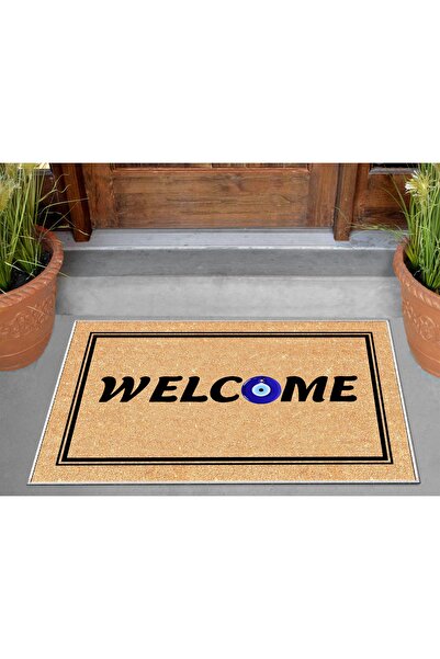 VİOLA CONCEPT Welcome Jute Look Machine Washable Non-Slip Base Digital Printe...