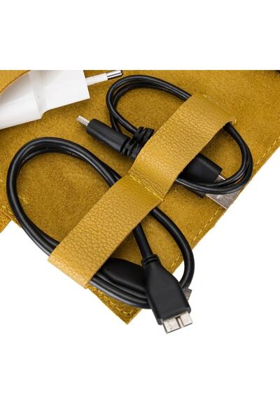 PLM Leather Cable Accessory Carrying Bag Fl12 Yellow
