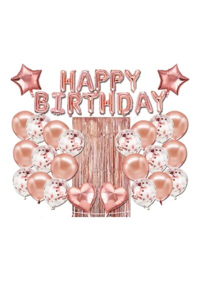 Bkmc Πολυτελές σετ γενεθλίων με μπαλόνια από αλουμινόχαρτο ροζ χρυσού, αλουμι...