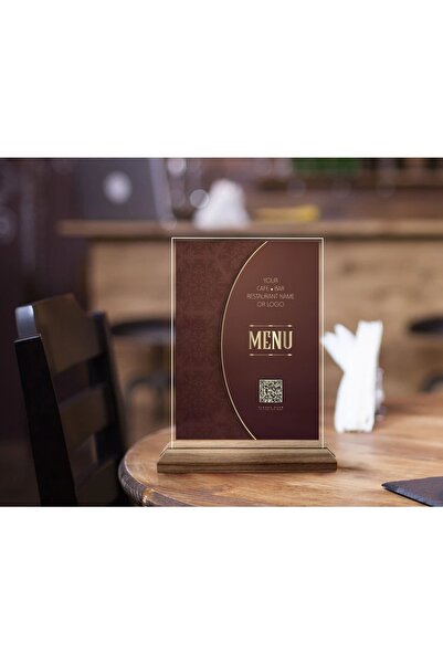 Bk Gift Restoran & Cafe & Barlara Özel Ahşap Standlı Pleksi Qr Kod Menü, Cafe...