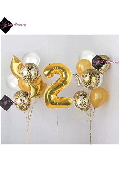 Bkmc مجموعة بالونات شفافة من رقائق الذهب بعمر عامين، مجموعة حفلات أعياد الميلاد