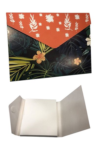 FLY COLOR Flower Pattern Envelope with Lid Pluckable Memo Papers Note Holder