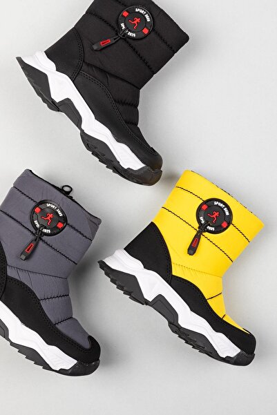 Kidata design Gri Su Geçirmez Içi Kürklü Polarlı Çocuk Karbotu(BOTUN ÜSTÜNDEKİ ARMA İÇİN ACIKLAMAYI OKUYUNUZ)