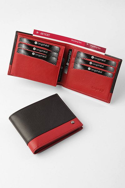 CENGİZ PAKEL Genuine Leather Luxury Men's Wallet Black Red