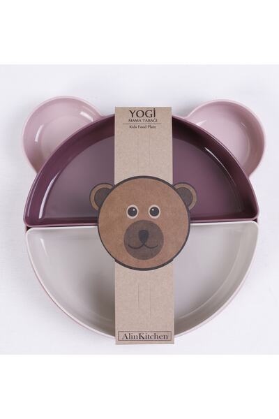 Alin Kitchen Ayıcık 4 Bölmeli Mama Tabağı (MOR)