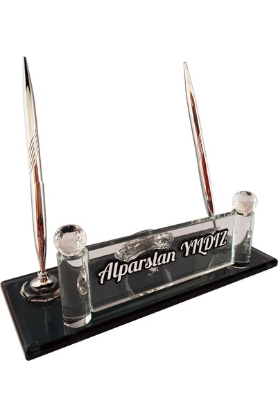 MERTKRİSTAL Kristal Masa Isimliği Kalemli Ofis Hediyesi M119slv