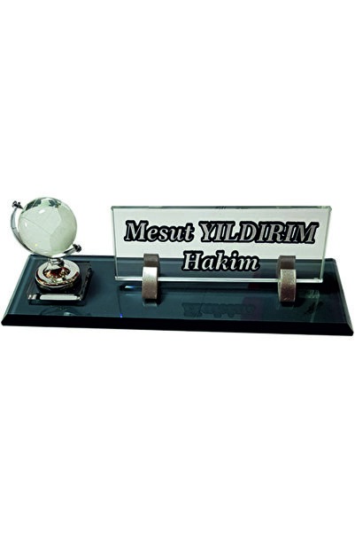 MERTKRİSTAL Isimlik - Masalık- Büro Ofis Isimlik - Hediye M543 Dunya Sılver