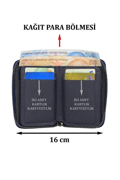 Case Club Hakiki Deri Fermuarlı Erkek Kartvizitlik Şeffaf Ehliyet Ve Kimlik B...