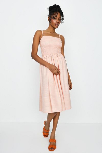 Select Moda Women's Pink Strap Gipe Detailed Dress