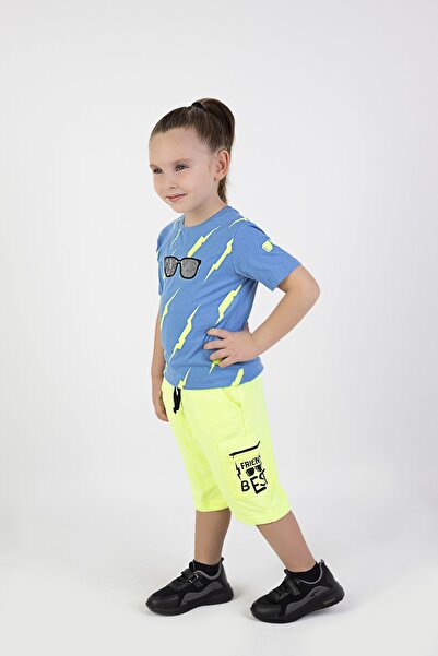 Harika KIDS Erkek Çocuk Gozluk Baskılı Kısa Kollu Kaprili Basic Takım