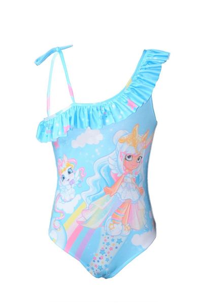 Rs Ramuni Costum de baie pentru fete Mystabella și costum de baie cu model curcubeu cu imprimeu digital pentru piscină