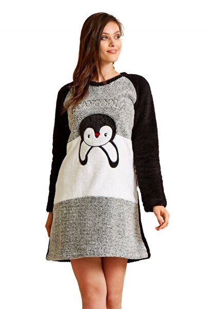DOWRY Peluş Penguen Nakışlı Gecelik 19-172
