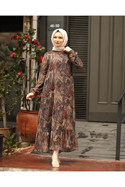 Pamuk Butik Γυναικείο φόρεμα σιφόν με μοτίβο σάλι Hijab