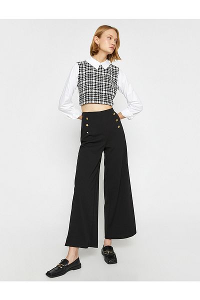 Koton Palazzo Trousers with Button Detail