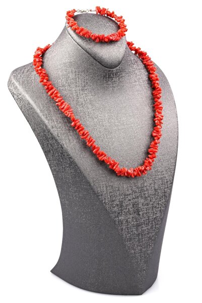 bedahşan Mercan Doğal Taş Kolye – Bileklik & Kolye Set