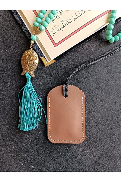 ViP GiFT Kayı Dörtgen Cevşen Dualı Kolye Muska Hakiki Deri