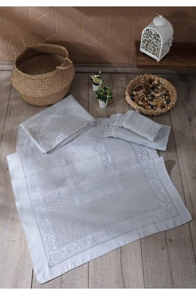 mihriban Etamine Towel, 4-piece Dowry Holder - Bundle and Prayer Rug Set