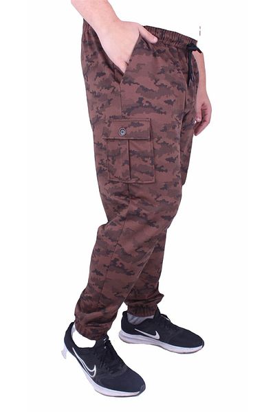 MocGrande Battal Size 2ip Lycra Sweatpants Honeycomb Camouflage 23502 Tan