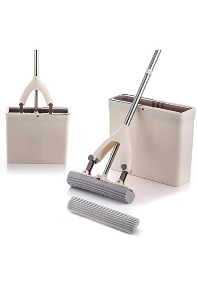 abnturk Sıkma Kovalı Süngerli Kelebek Mop Hediyesi 1 Yedek Sünger Başlık Ultra Arındırıcı Yeni Temizlik Seti