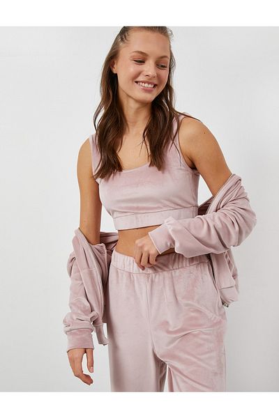 Koton Crop Velvet Pajama Top