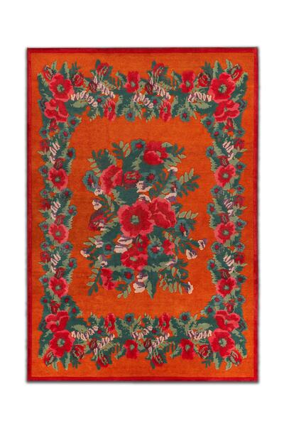 Rugs Modern Halı Mira 1215 Karabağ Kırmızı Gelincik Temalı Baskılı Dokuma Tab...