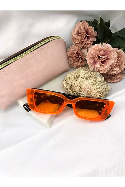 Di Caprio Andora Rectangular Vintage Design Orange Women's Sunglasses