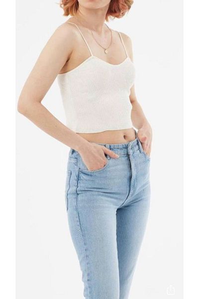 WEBBMODA Ecru Knitwear Blouse with Rope Strap