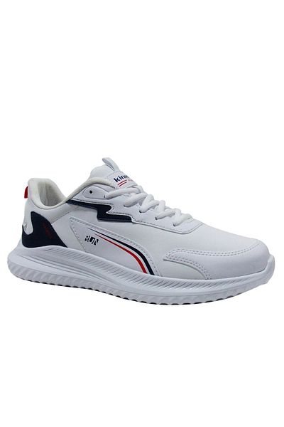 Kinetix White Navy Blue Red Running Lace-Up Sneakers