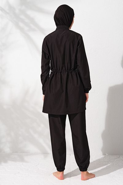 Pierre Cardin 231915 Μαύρο μακρυμάνικο σετ μαγιό αλεξίπτωτο Hijab με φερμουάρ
