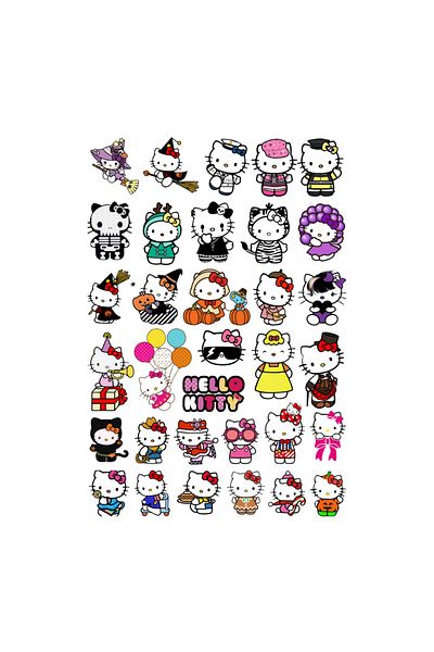 Ororabutik Σετ αυτοκόλλητων Hello Kitty με 33 - Χαριτωμένα αυτοκόλλητα Scrapbook Bullet Journal
