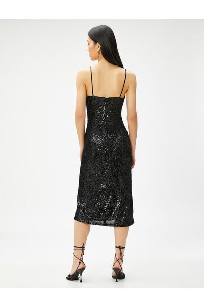 Koton Βραδινό φόρεμα με παγιέτες Μίντι μήκους ντραπέ