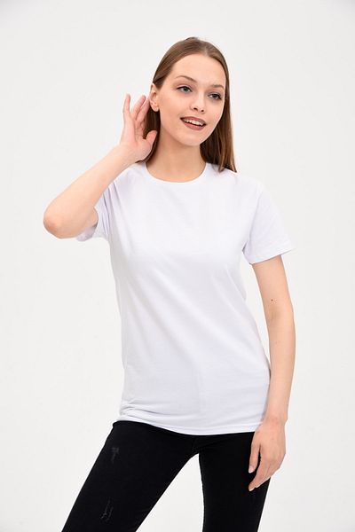 GENIUS STORE Tricou alb cu gât crew pentru damă