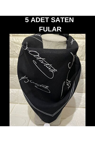 sema aksesuar وشاح أسود بتوقيع أتاتورك - باندانا - 5 قطع