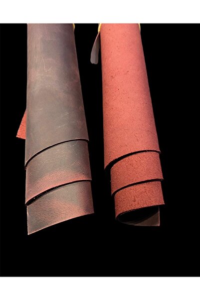 DERİONLİNE Deri Hobi A4 Boyut Bordo Premium Crazy Deri