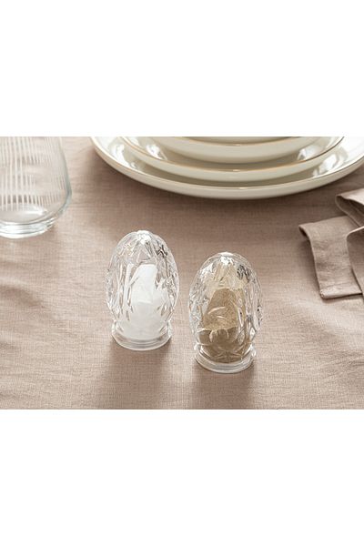 English Home Peggy Glass 2-Piece Salt Shakers - Pepper Shakers 5.5x8.5 Cm Transparent