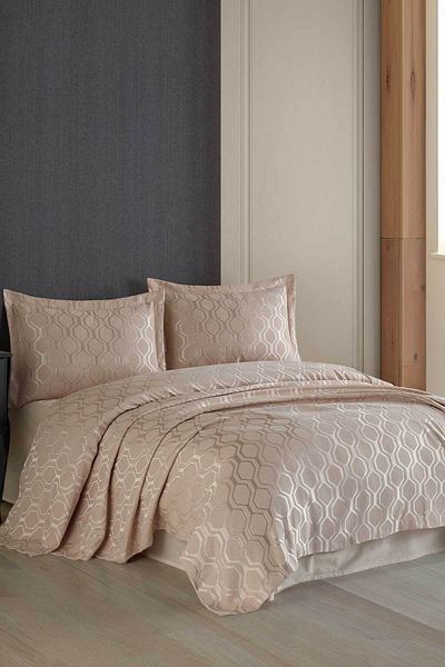 Elart Bedspread Set Single Chenille Fabric Andrea Ecru