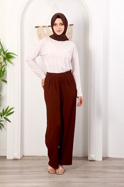 Space Fashion Fustă cu talie elastică Pantaloni Vara Confortabil Tesatura seersucker lata