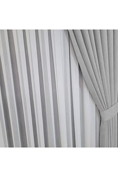 Yuka Diamond Double Wing Light Gray Velvet Textured Sparse Pleated Plain Island Background Curtain Plain 80 X 250