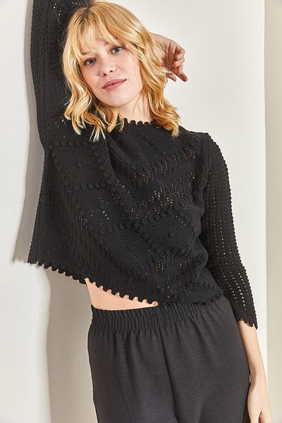 Bianco Lucci Women's Openwork Knitted Blouse