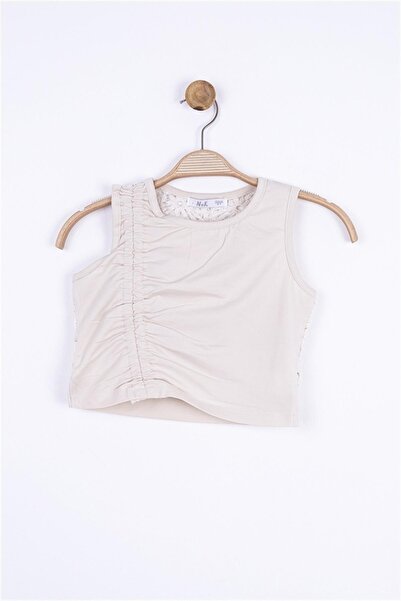 NK Girl's Gathered Front and Lace Back Tank Top Blouse