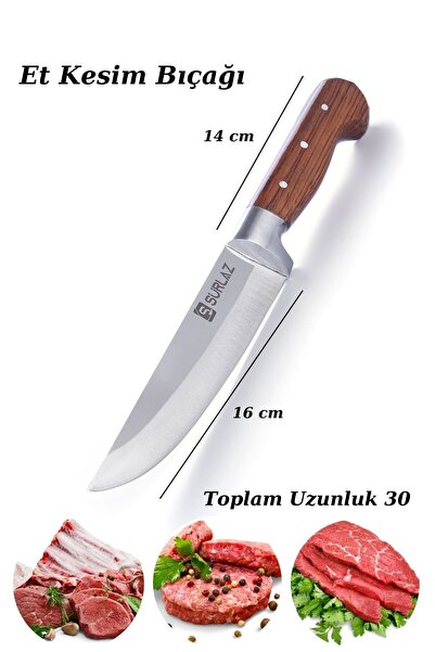 SürLaz Handmade Sürmene Kasap Kurban Serisi Bıçak Seti Et Sebze Yüzme Sıyırma Bıçak Mutfak Bıçağı 3'lü