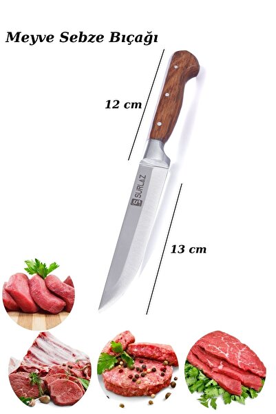 SürLaz Handmade Sürmene Kasap Kurban Serisi Bıçak Seti Et Sebze Yüzme Sıyırma Bıçak Mutfak Bıçağı 3'lü
