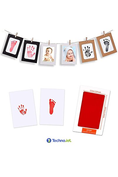 Technojet 1adet Bebek El Ayak Izi Anı Seti Mürekkep Temassız Toksik Olmayan Yenidoğan Uyumlu