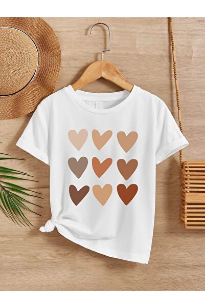 Machetta تي شيرت قطني للأطفال كبير الحجم مطبوع عليه قلوب متعددة