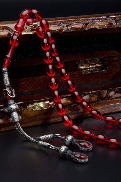 OTTOTESBİH Mărgele de rugăciune de chihlimbar de foc Mărgele de rugăciune cu ciucuri de argint