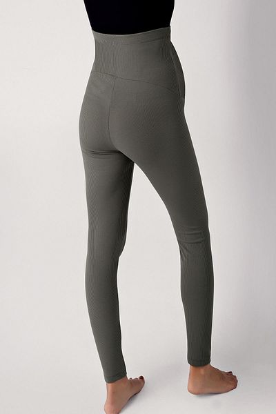 Artış Ribbed Adjustable High Waist Stretchy Recovery Maternity Leggings F03