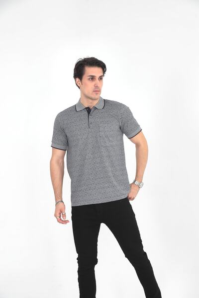 KMKkombin Μπλουζάκι Dad Polo με ριγέ γιακά με 3 κουμπιά